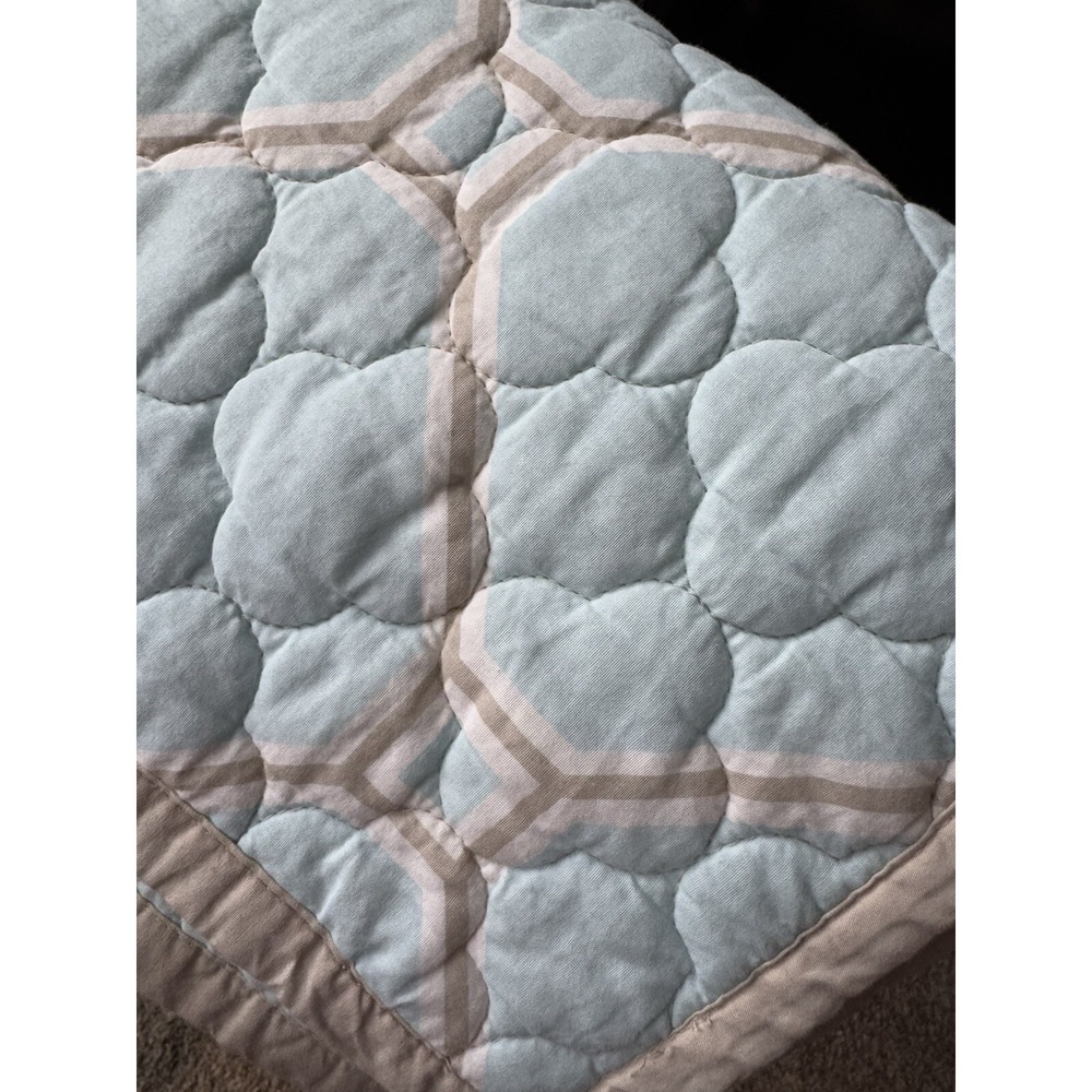 Kate Spade Pillow Shams Quilted Geometric Pattern Blue Set of Two 20"x30"